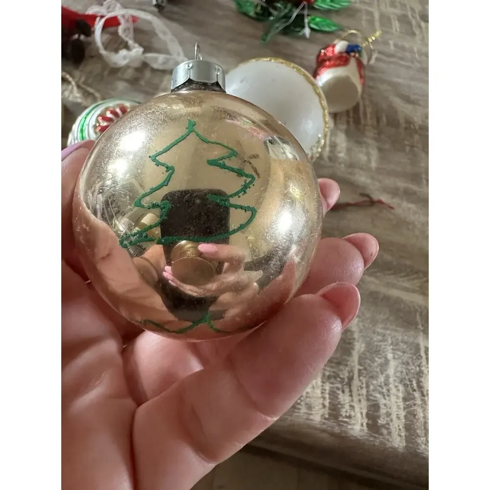 Lot Of 12 Vintage Christmas Ornaments Glass Wood Kurt Adler West Germany Poland